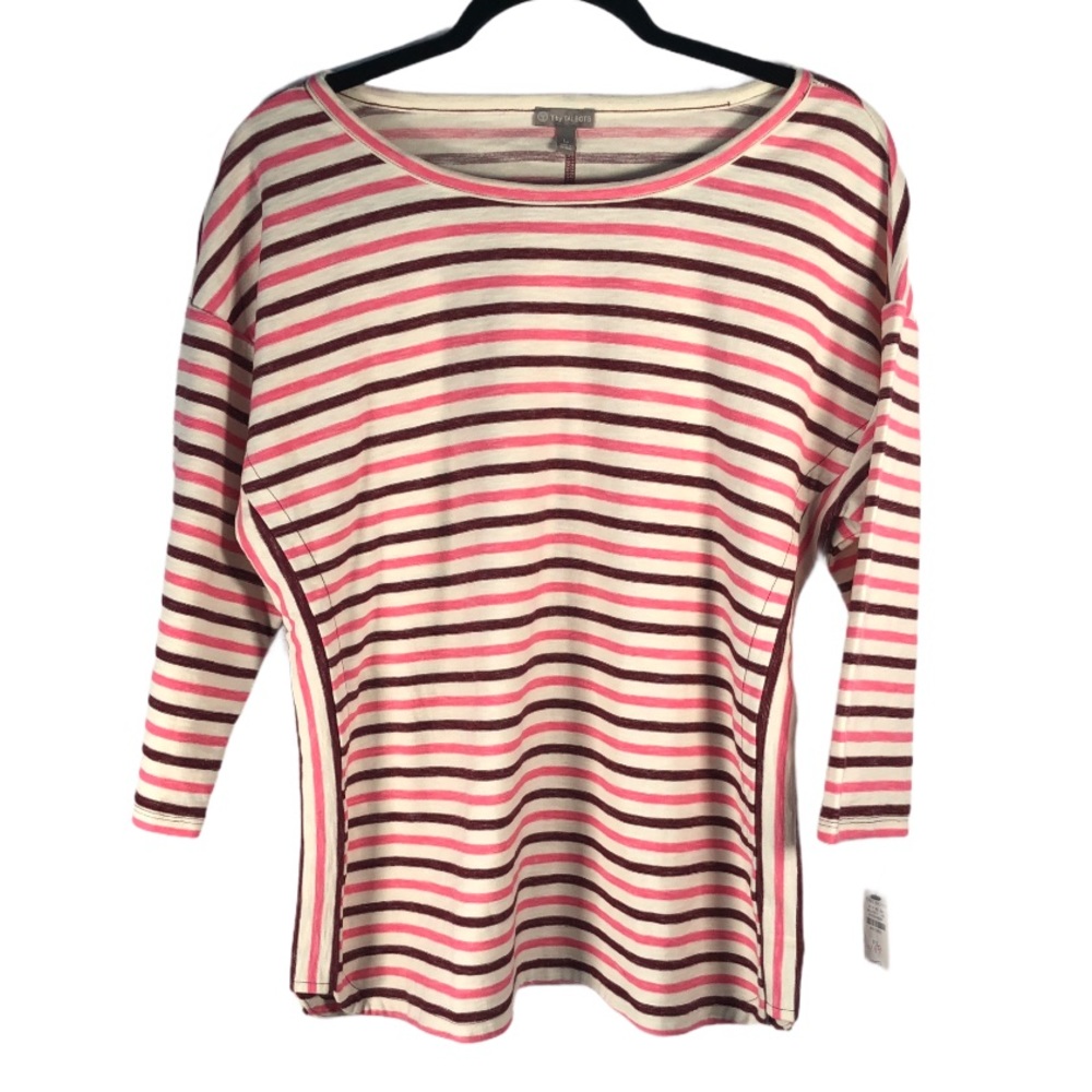 Talbots Tonal Stripe Side Panel Pullover Top LP
